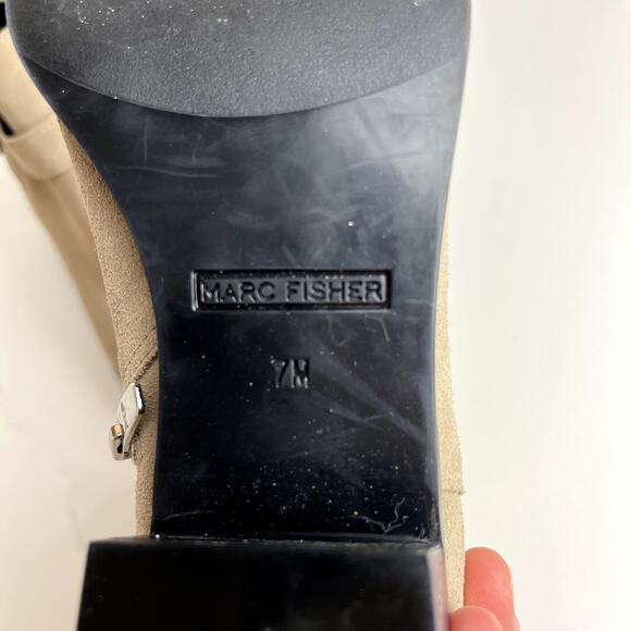 Marc Fisher Ireene Tan Suede Leather Strappy Buckle Bootie Pointed Toe Womens 7 - Picture 11 of 11